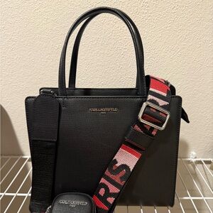 Karl Lagerfeld black tote with detachable strap and wallet